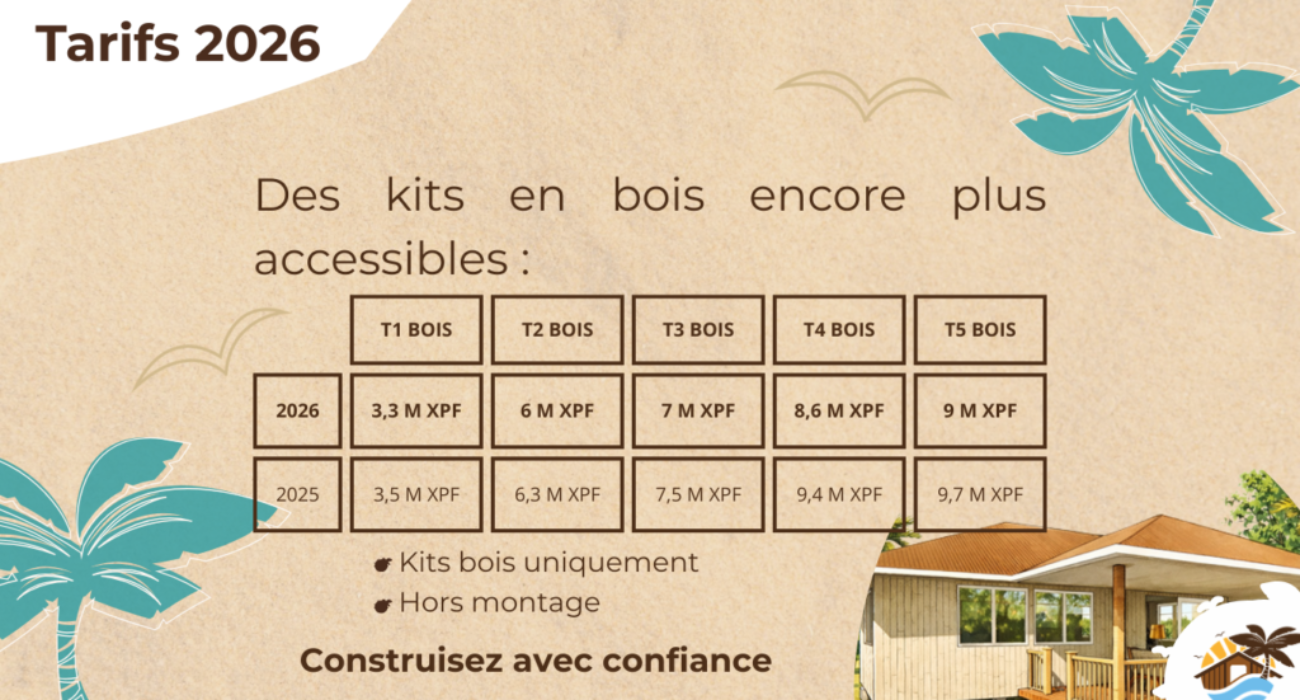 Nos tarifs 2026 pour les kits bois