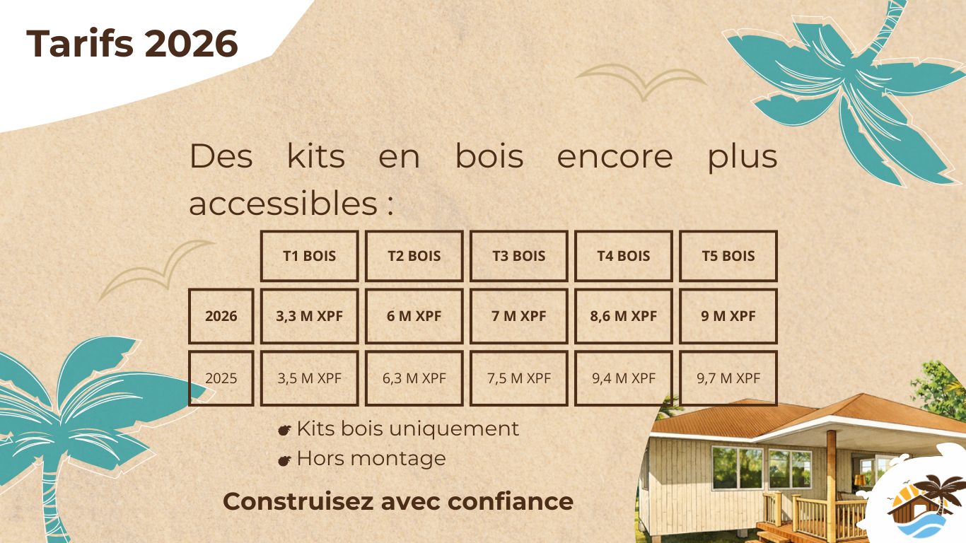 Nos tarifs 2026 pour les kits bois